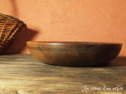 Plat ou coupe à fruits en noyer – Image 3