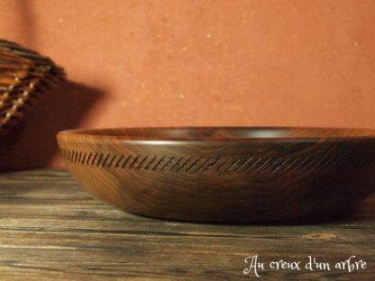 Plat ou coupe à fruits en noyer – Image 4