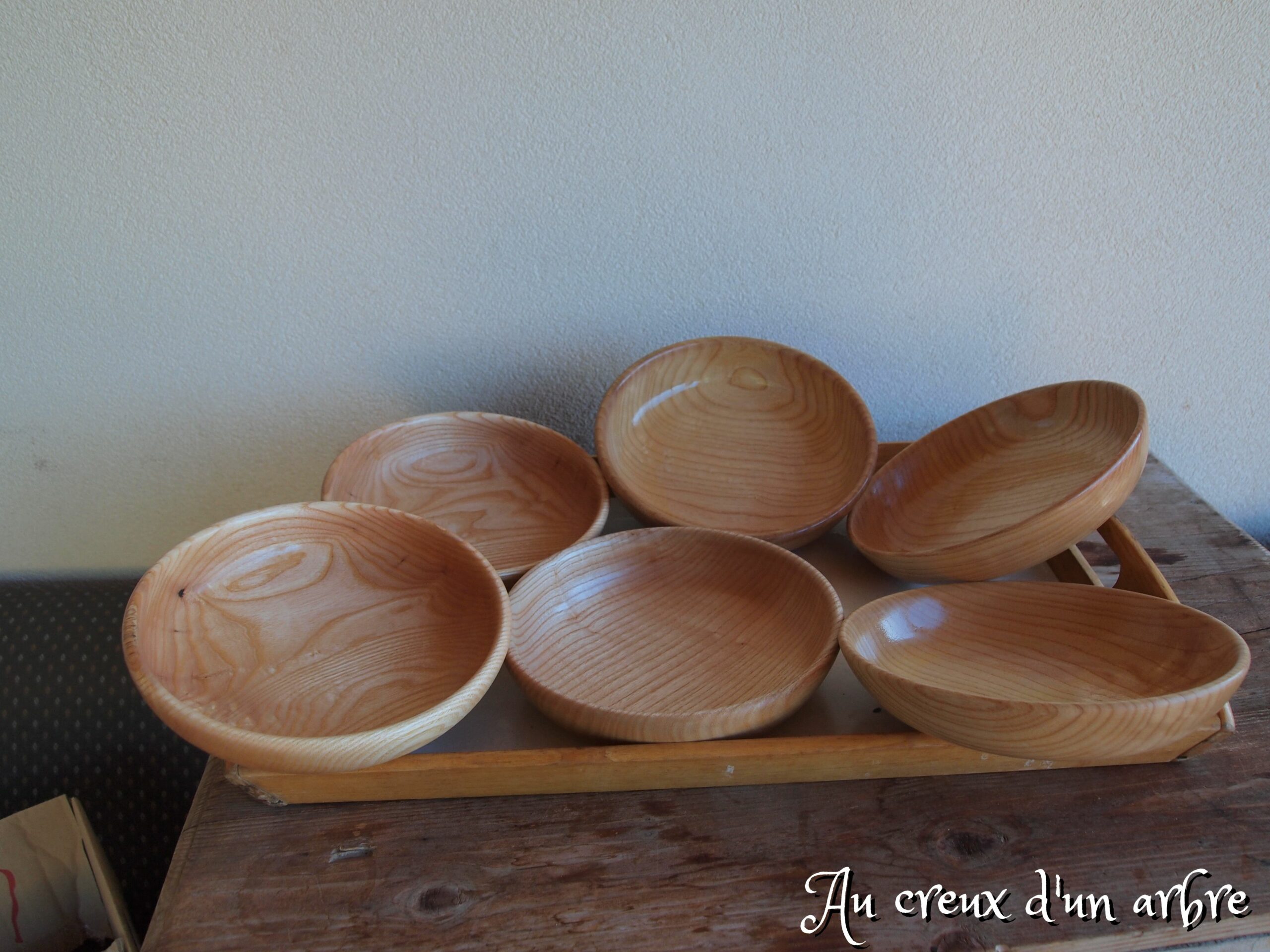 Lot de 6 assiettes creuses en frêne pour Elodie