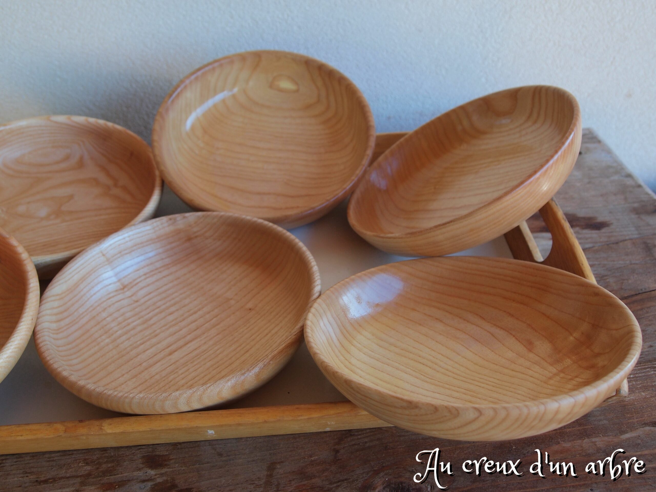Lot de 6 assiettes creuses en frêne pour Elodie – Image 4