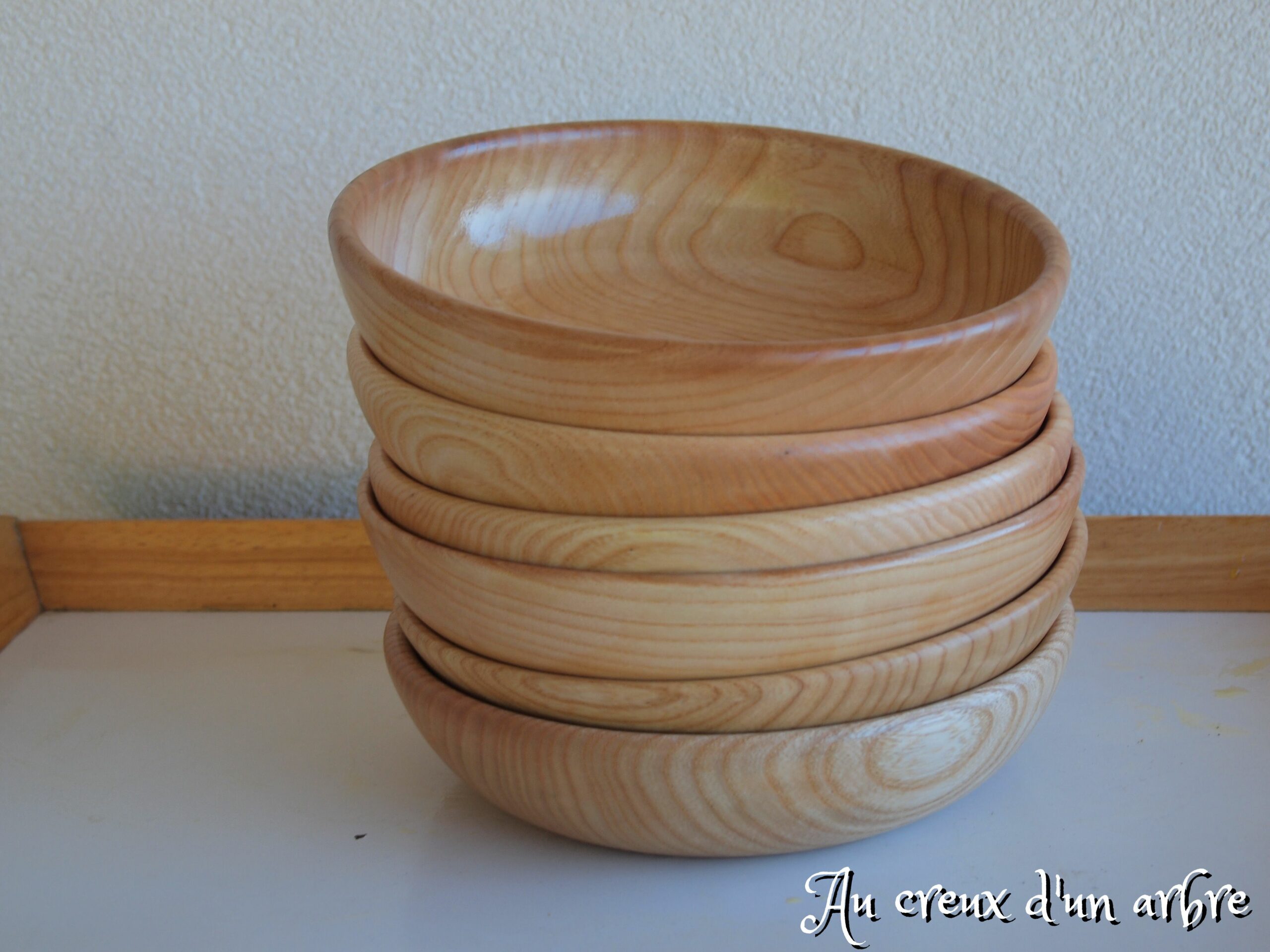 Lot de 6 assiettes creuses en frêne pour Elodie – Image 2