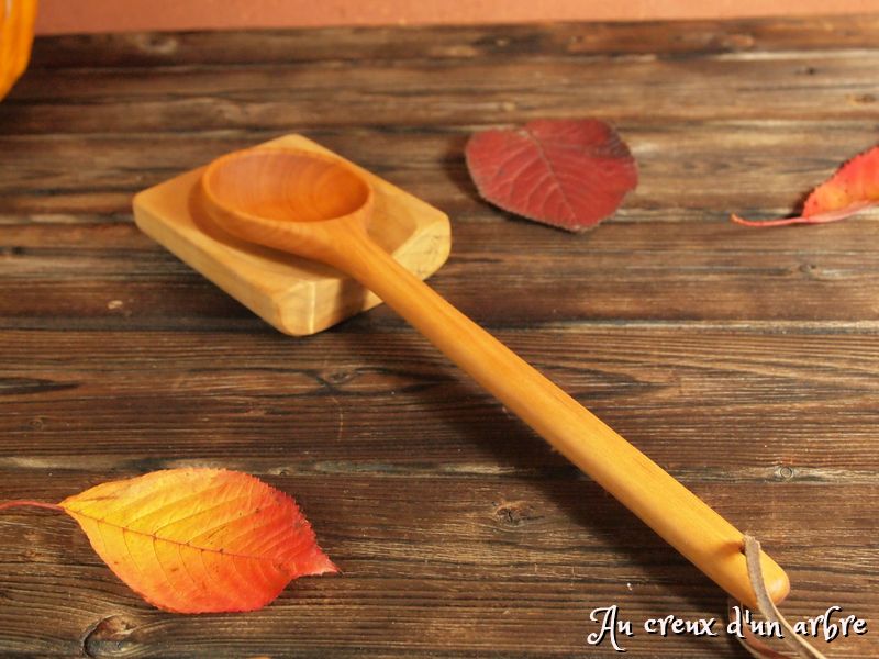 Ciieeo Repose-Cuillère En Bois D'Acacia - Support Ustensiles Cuisine Rustique Multifonction