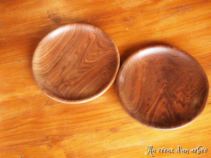 Lot de 2 assiettes plates en noyer pour Anne-Marie