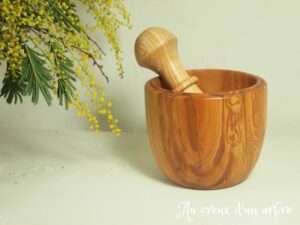 Mortier pilon en frêne-olivier