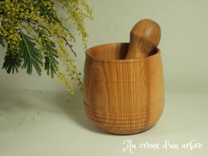 Mortier pilon en frêne-olivier – Image 3