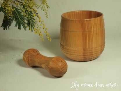 Mortier pilon en frêne-olivier – Image 2