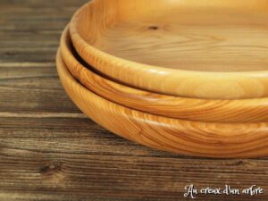 Lot de 3 assiettes mi-creuse en frêne-olivier (2ème choix) 122