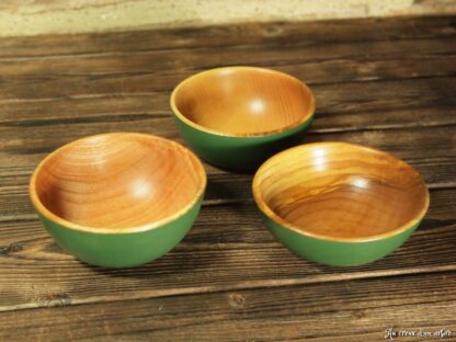 Lot de 3 bols en frêne vert fougère – Image 4