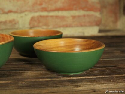 Lot de 3 bols en frêne vert fougère – Image 6