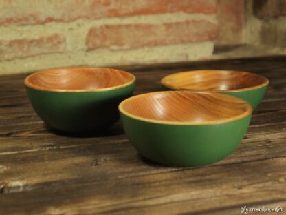 Lot de 3 bols en frêne vert fougère – Image 7
