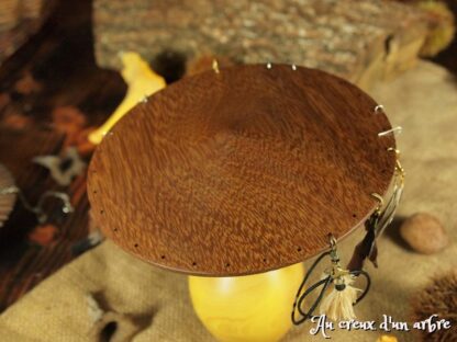 Champignon porte boucle d’oreille – grand modèle en buis et ipe – Image 3