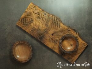 Triade en chêne et noyer