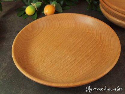 Assiette mi-creuse en bois massif de hêtre – Image 2
