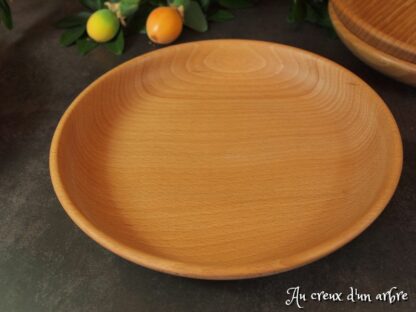 Assiette mi-creuse en bois massif de hêtre – Image 3