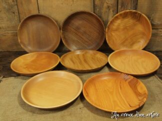 Lot de 8 assiettes, 8 essences de bois