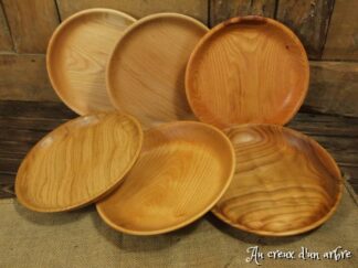 Lot de 6 assiettes, 6 essences de bois