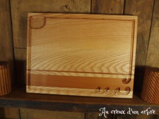 Planche à découper “vagues” en frêne et merisier