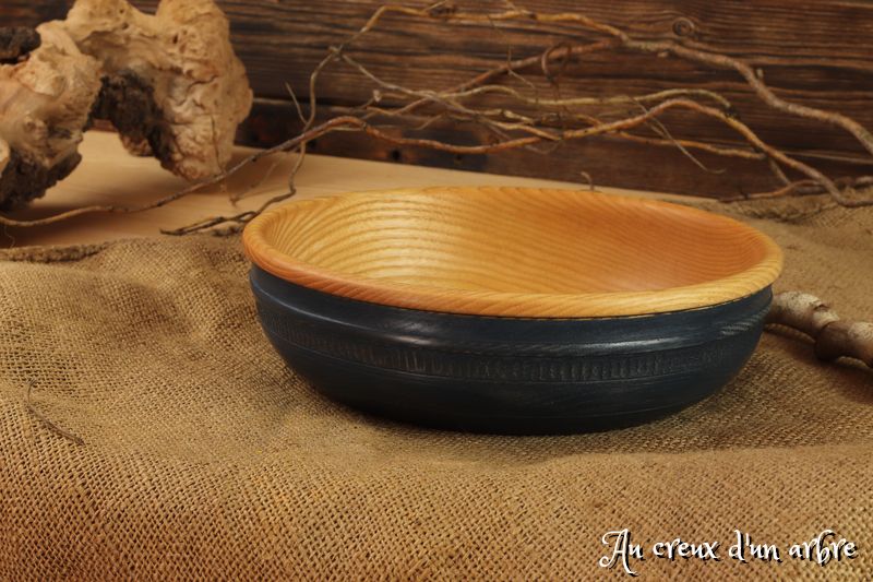 Assiette creuse peinte en frêne – Image 3
